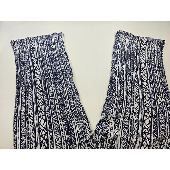ALK Women's L Three Dots Aztec Pull On Palazzo High Waist Wide Leg Pants Blue - Picture 3 of 8